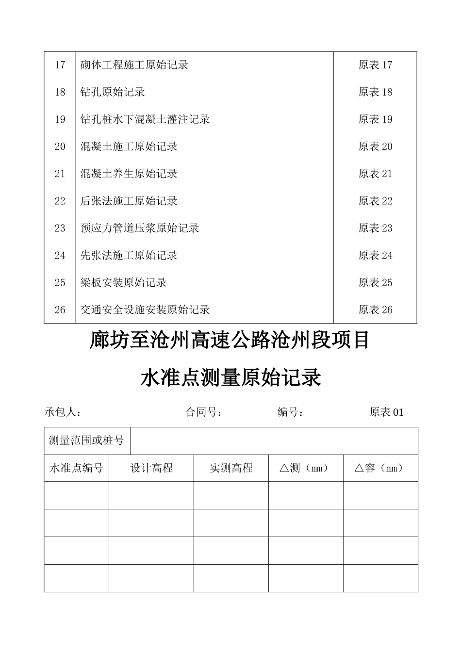 廊沧原始记录表(用于施工单位)_第2页