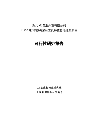 年加工生产11000吨核桃深加工及种植基地建设项目可行性
