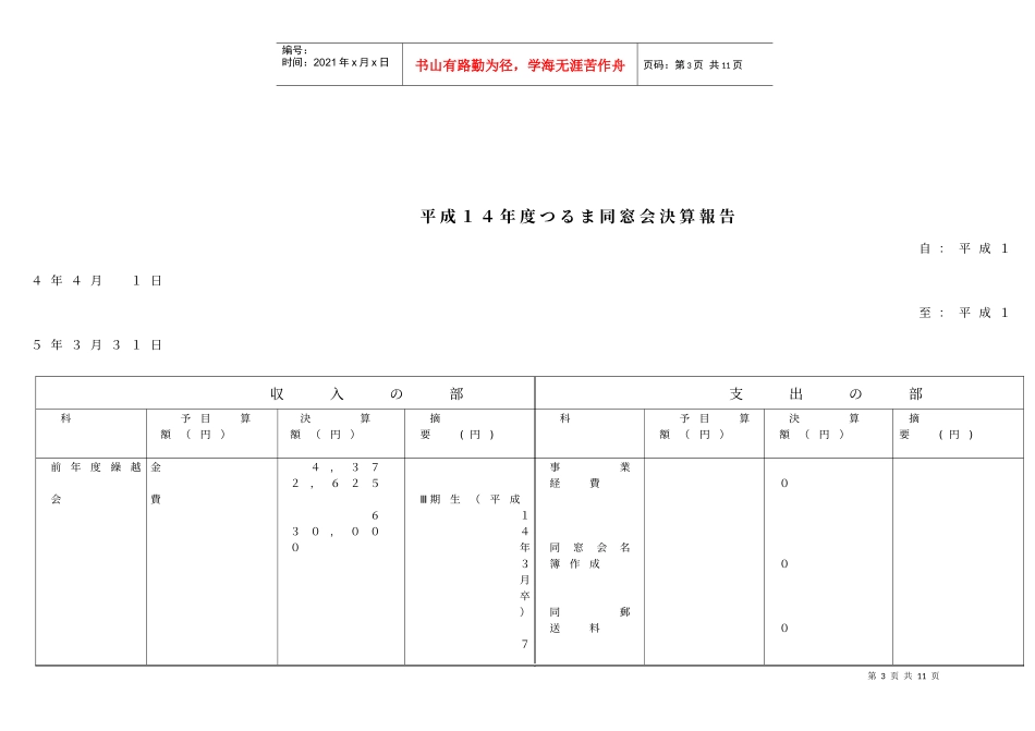 平成13年度つるま同窓会决算报告书(案)_第3页