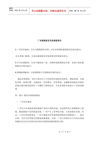 广东服装批发市场调查报告范本