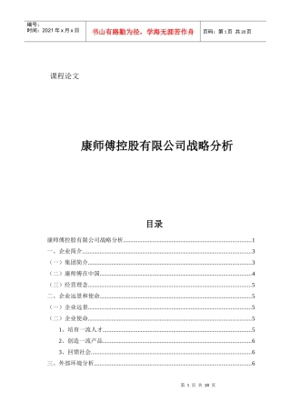 康师傅控股有限公司战略分析