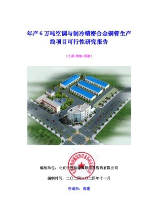 年产6万吨空调与制冷精密合金铜管生产线项目可行性研究