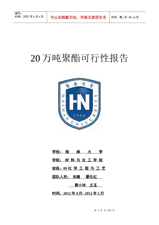 年产20万吨聚酯可行性报告