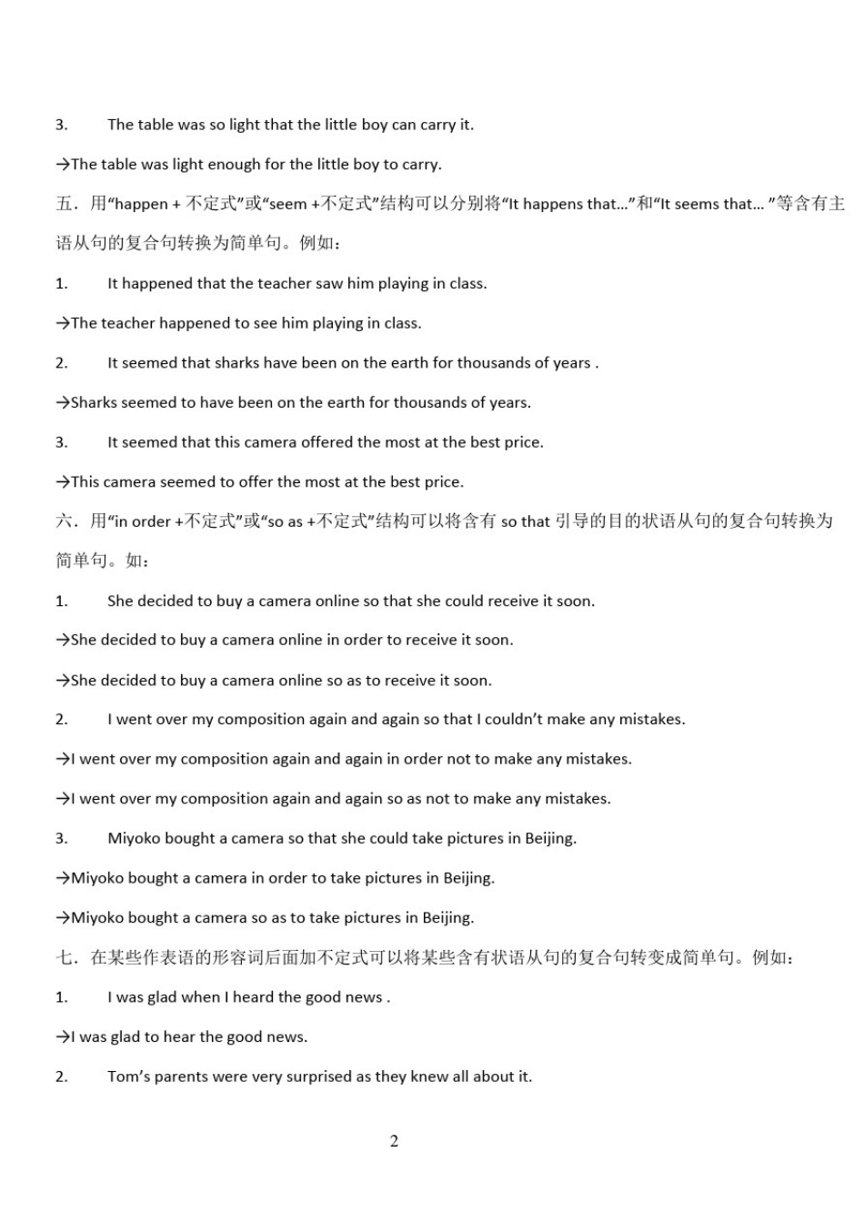 初中复合句和简单句转换_第3页