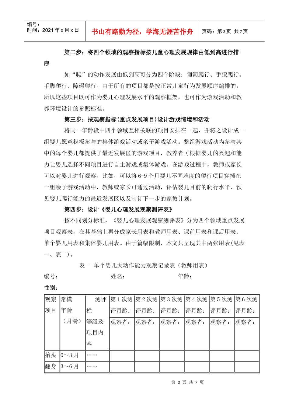 幼儿园托班及早教指导机构婴儿心理发展测评方案初探_第3页