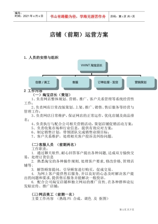 店铺（前期）运营方案(DOC9页)
