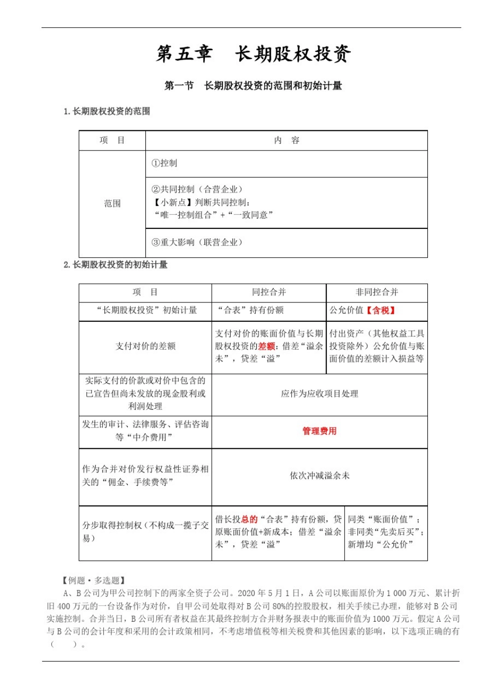 中级会计实务(2020)-第3讲_长期股权投资_第1页