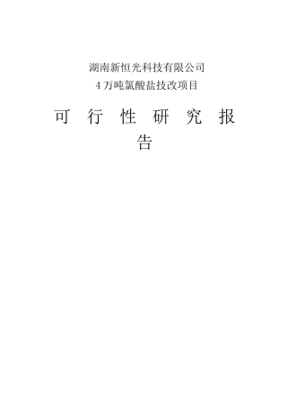 年产4万吨氯酸盐技改项目可行性研究报告