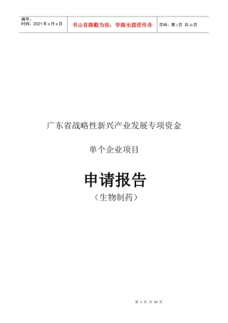 广东省单个企业项目申请报告