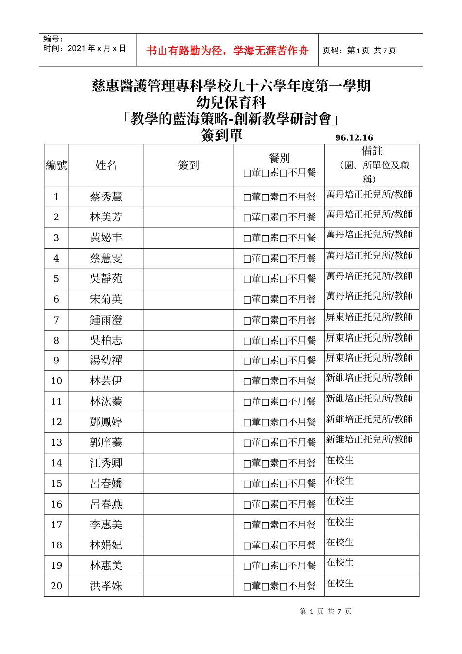 幼儿保育科「教学的蓝海策略-创新教学研讨会」_第1页