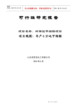 年产6万吨甲缩醛项目可研报告