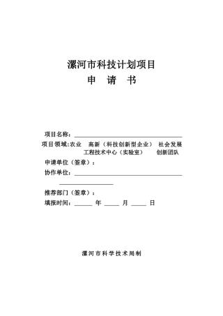 市级项目申请书