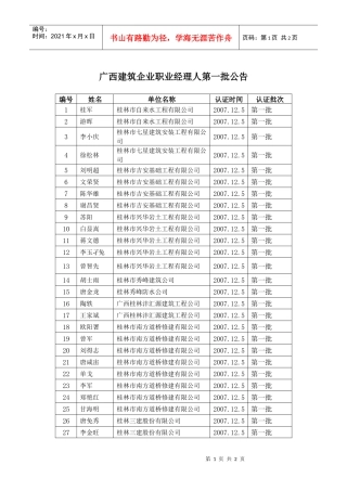 广西建筑企业职业经理人第一批公告