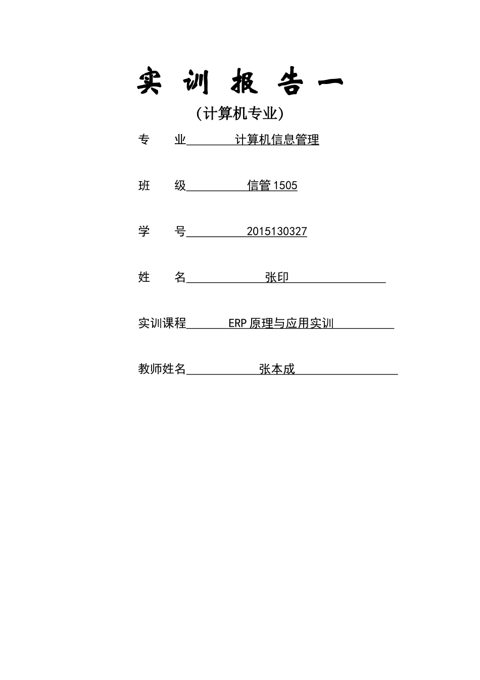 ERP实训报告_第1页