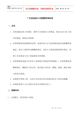 广东纽恩泰公司薪酬管理制度