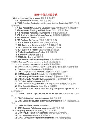 erp中英文对照字典