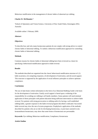 Behaviour modification in the management of chronic habits of