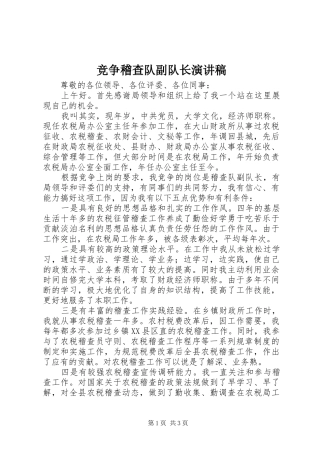 竞争稽查队副队长演讲稿范文