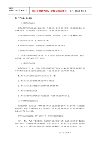 广告媒介组合策略