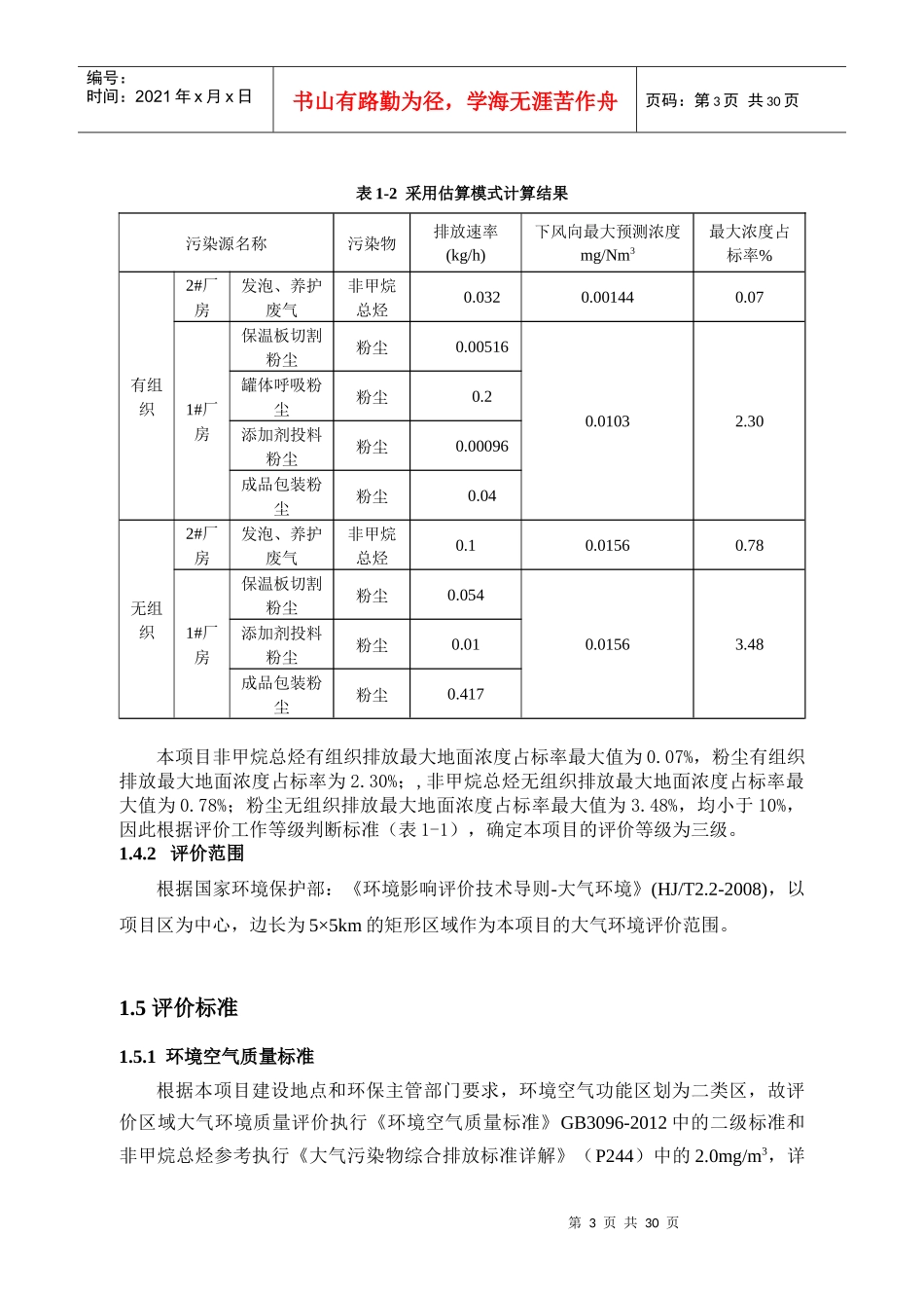 年产10万立方匀质改性防火保温板和配套产品5万吨生产项目环境影响评价大气专题_第3页