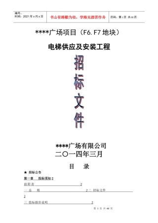 广场项目电梯招标完整版