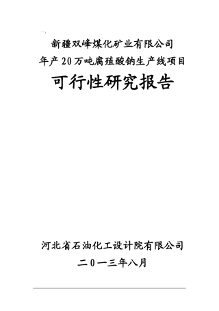 年产20万吨腐植酸钠建设项目可行性研究报告