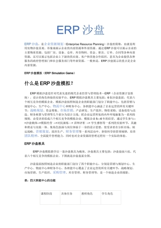 ERP沙盘模拟(ERP Simulation Game)
