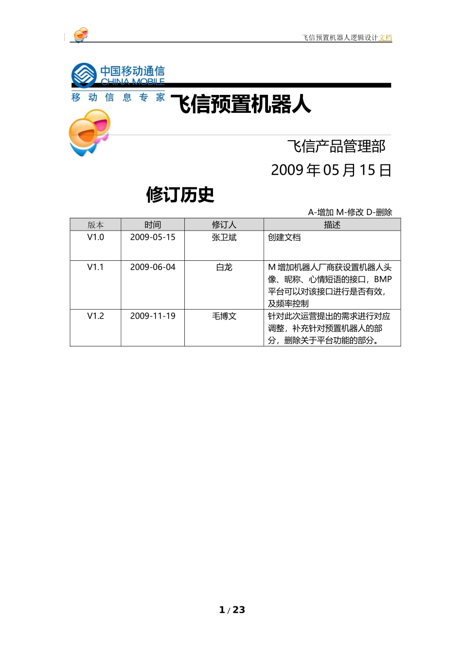 XXXX-Q1-0090_飞信预置机器人(已评审)(C34481)_第1页