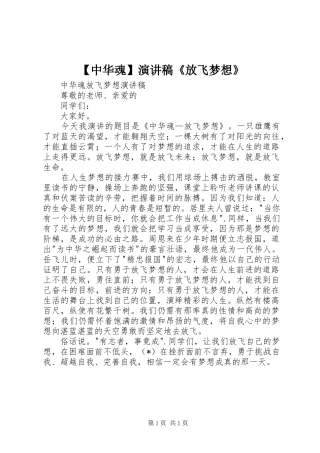 【中华魂】演讲稿范文《放飞梦想》