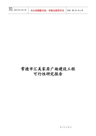 常德市汇美家居广场建设工程可行性研究报告