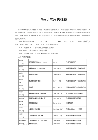 Word中常用的快捷键