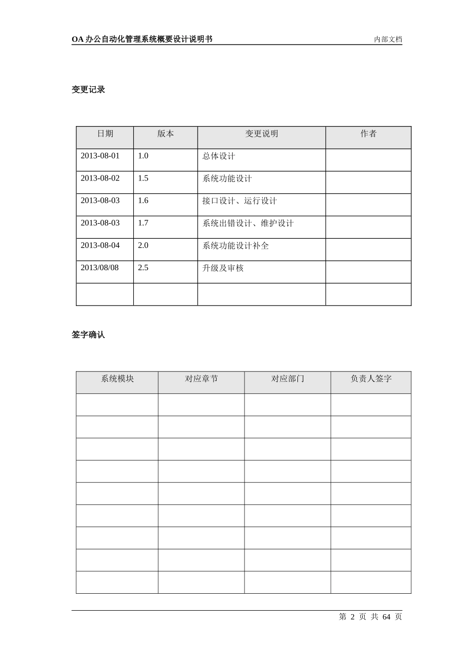 OA办公自动化管理系统概要设计说明书_第2页
