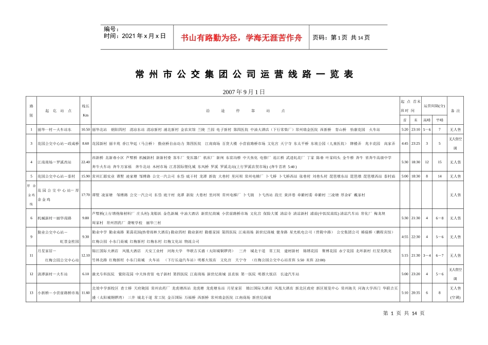 常州市公交集团公司运营线路一览表(2)_第1页