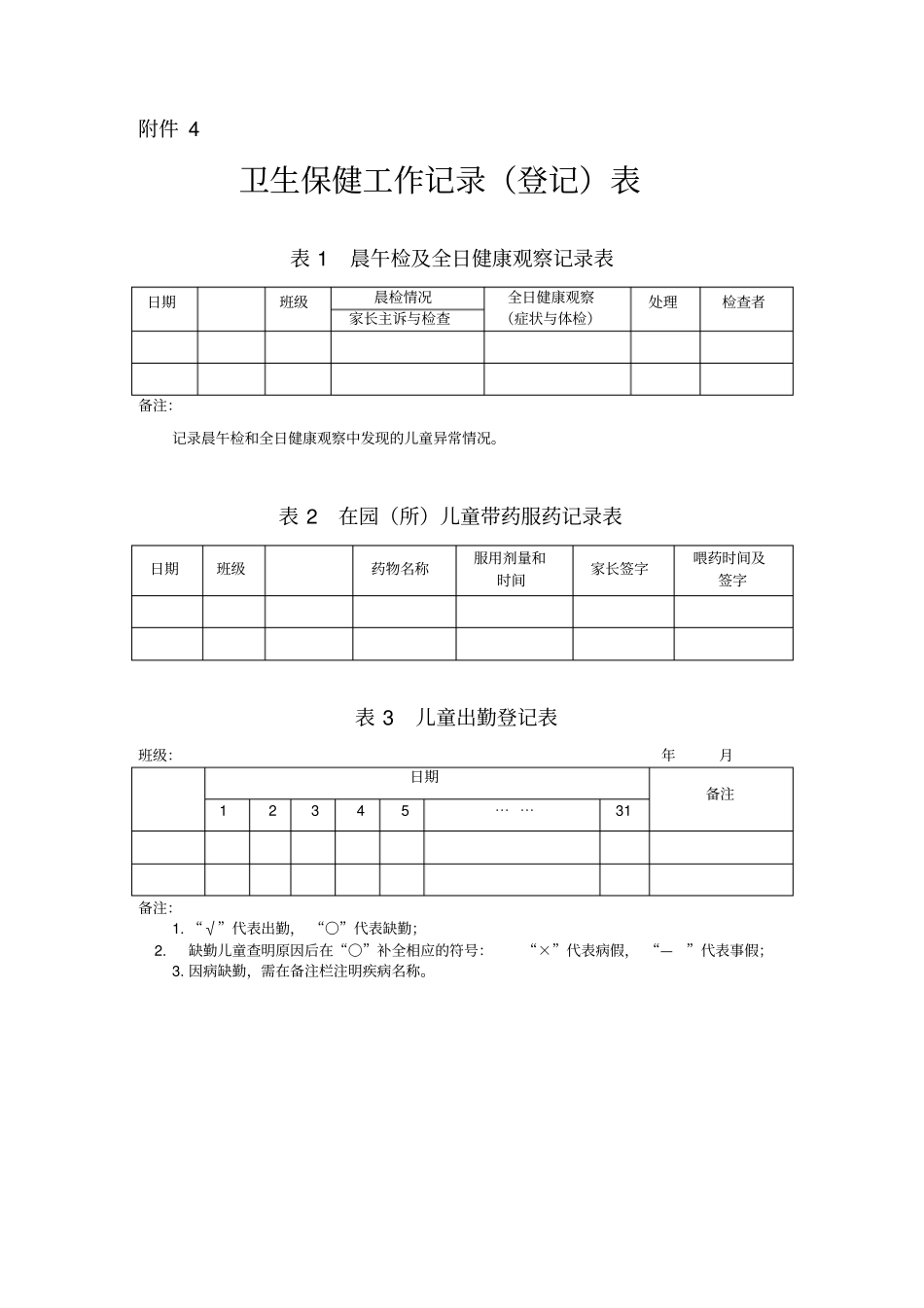 常见登记统计表格(幼儿园入园)幼儿园老师体检_第3页