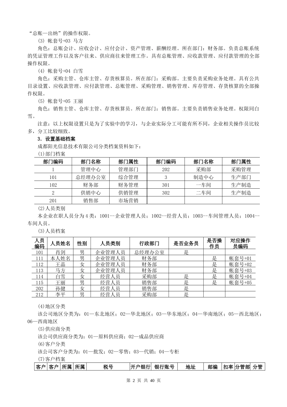 QWE用友ERP872课堂演讲实验全套资料_第2页