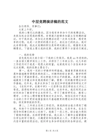 中层竞聘演讲稿的范文