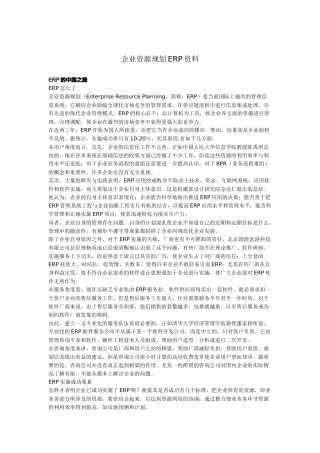 企业资源规划ERP培训资料