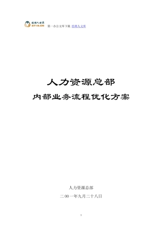 人力资源总部业务流程优化方案