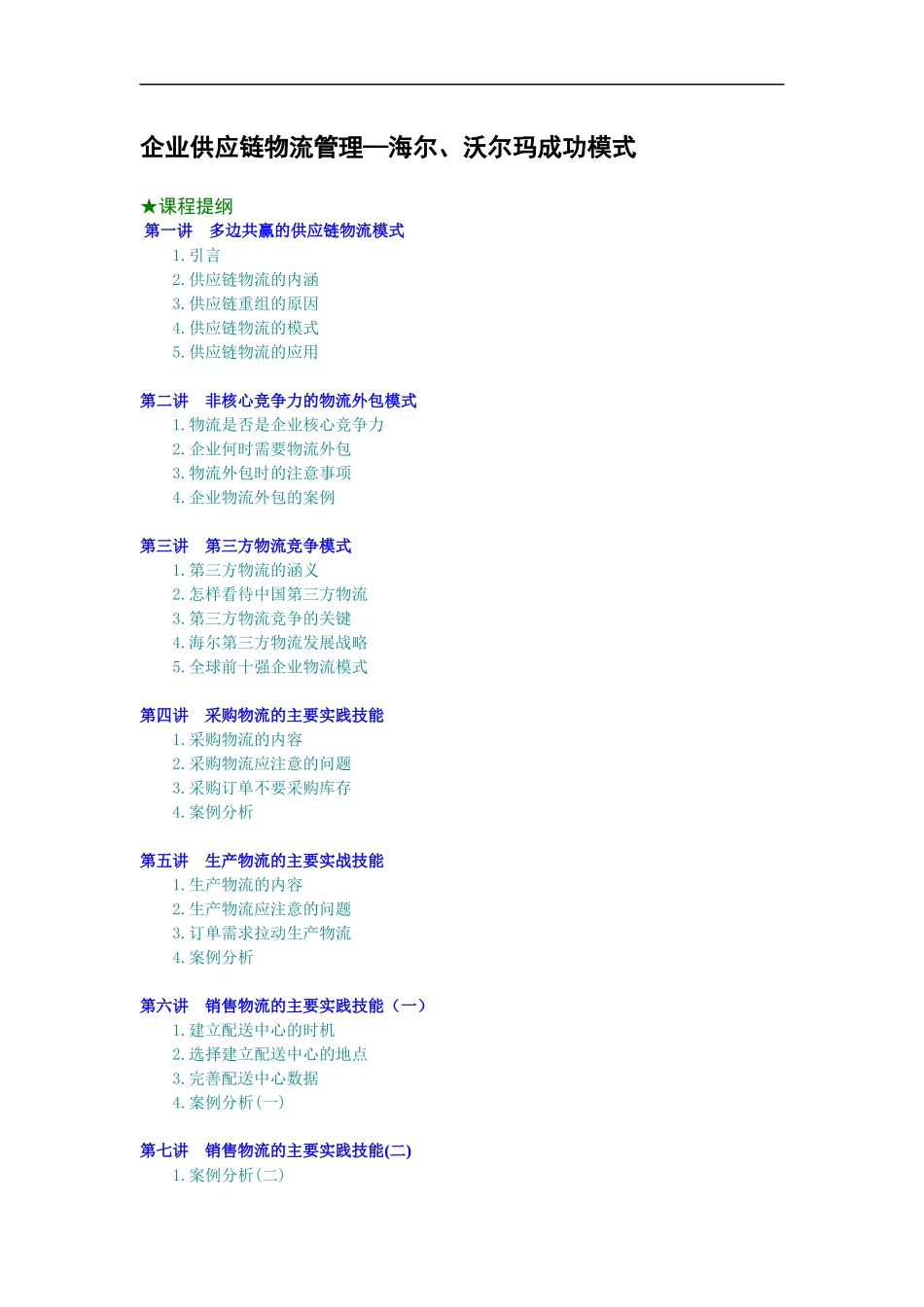 企业供应链物流管理-海尔沃尔玛成功模式_第1页