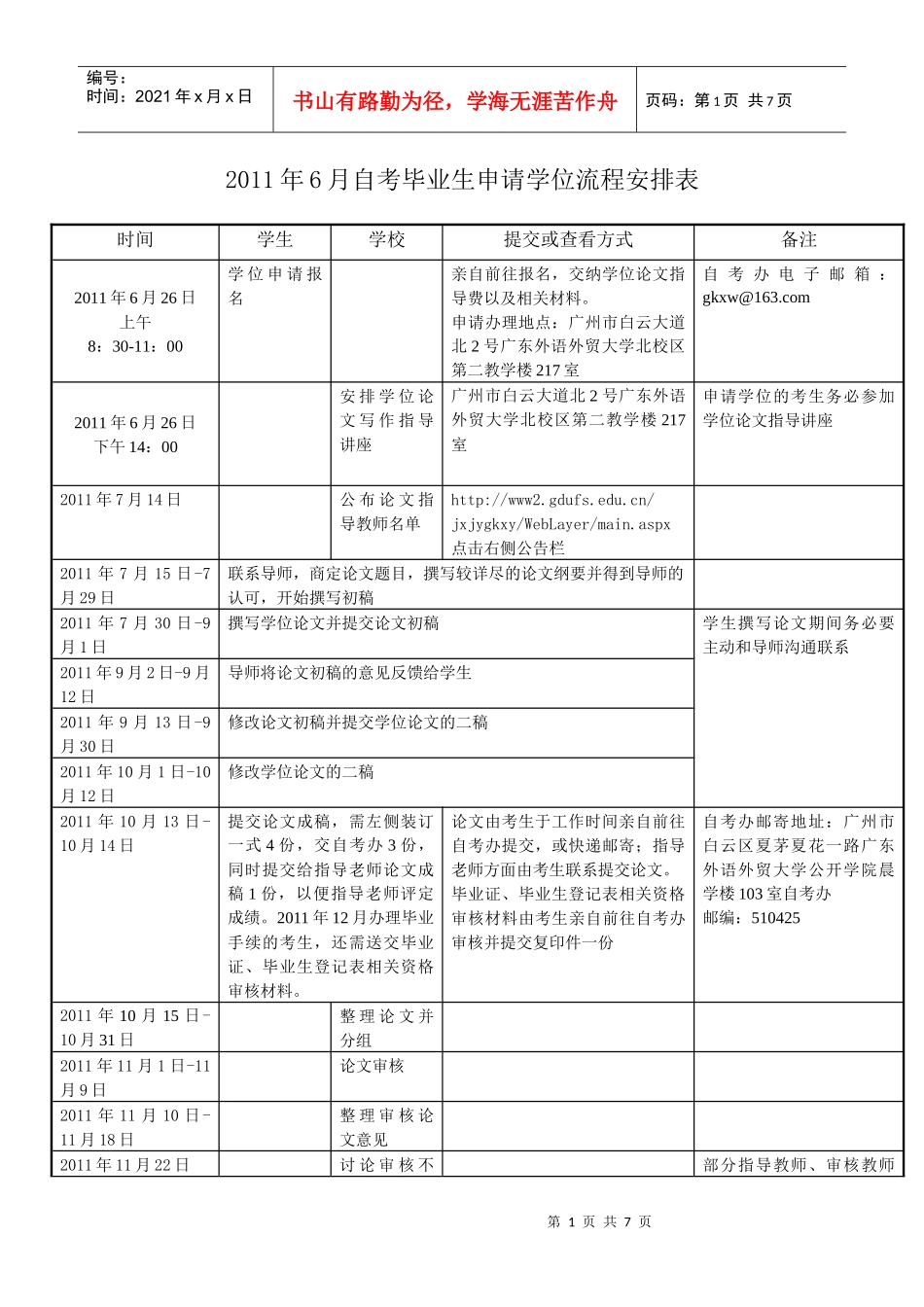 广外学士学位流程安排表_第1页