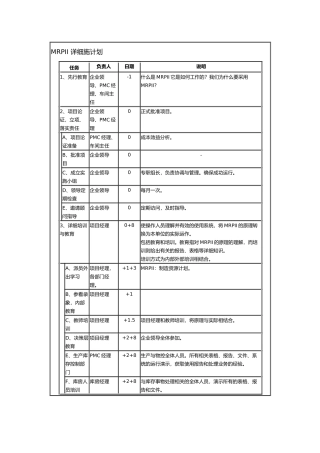 mrpii详细施计划