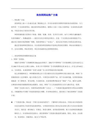 商务网网站推广方案