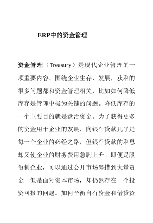 企业ERP中的资金管理