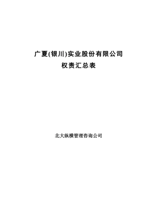 广夏（银川）实业股份公司权责划分汇总表
