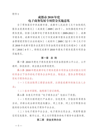 《XXXX年度电子商务发展专项资金实施意见》