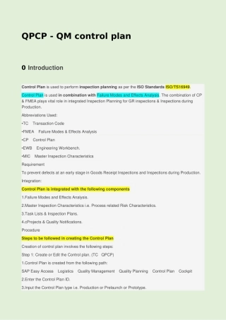 SAP_QM_Controlplan_QPCP_FMEA_Inspectionplan_Tasklist