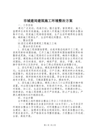 市城建局建筑施工环境整治方案