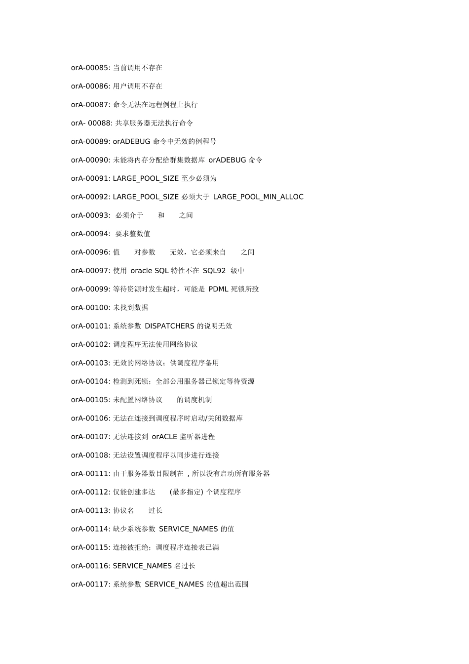 Oracle 错误一览表_第3页