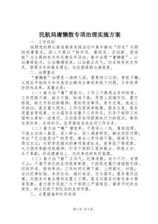 民航局庸懒散专项治理实施方案