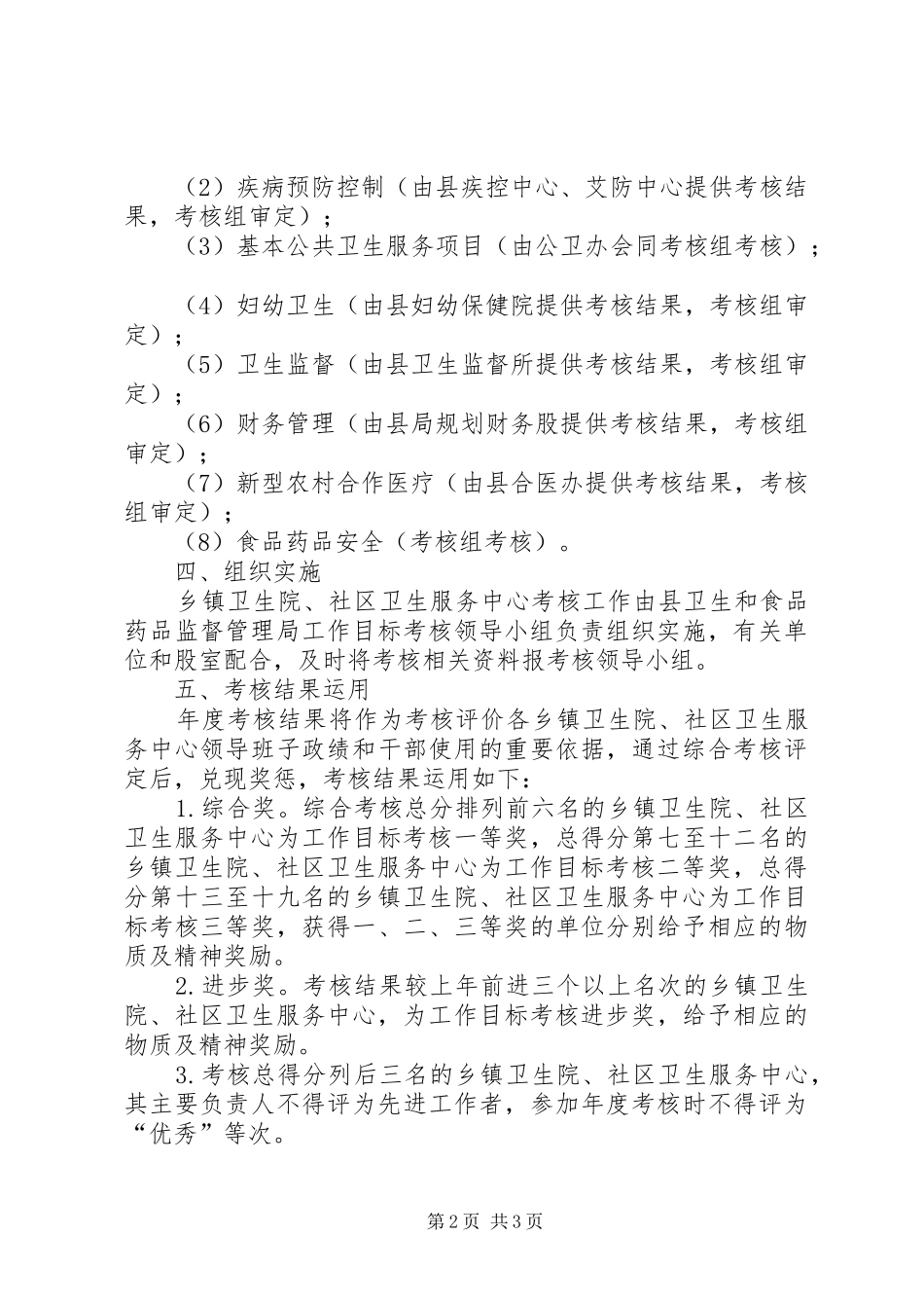 乡镇卫生院年度工作目标考核方案_第2页